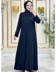 yan şerit kol detay ferace 20244088 siyah