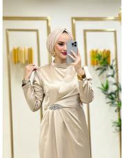 saten elbise 20244096 bej 3