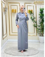saten elbise 20244096 gri