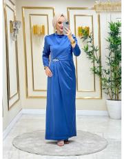 saten elbise 20244096 mavi