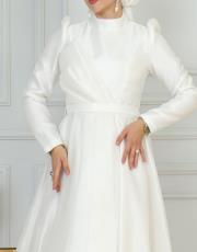 sarıhan 4547 tafta kumaş elbise beyaz 3