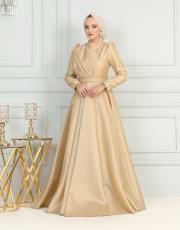 sarıhan 4547 tafta kumaş elbise gold