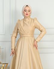 sarıhan 4547 tafta kumaş elbise gold 3