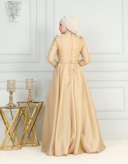 sarıhan 4547 tafta kumaş elbise gold 4
