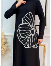 güneş dökme taş elbise 35901 siyah 3