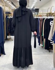 46970 etek boyun büzgülü ferace siyah 2