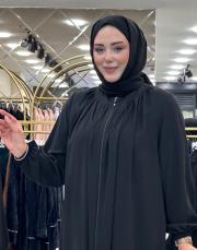 46970 etek boyun büzgülü ferace siyah 3