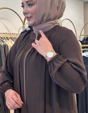 46970 etek boyun büzgülü ferace kahve 3