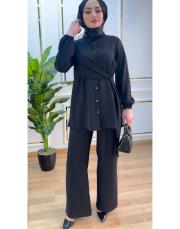 2131 sayra gömlek kulplu takım siyah 3