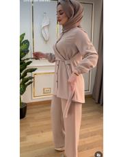 2131 sayra gömlek kulplu takım bej 2