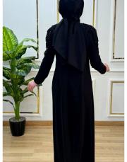 2176 sayra dantelli taşlı uzun ceket siyah 3