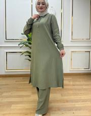 494 yaka çıtçıt pant.takım haki