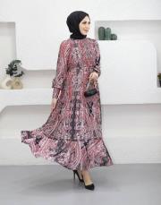 91086 ipek saten elbise yeşil