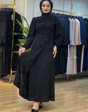 1167  göğüs detay elbise siyah