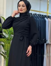 1167  göğüs detay elbise siyah 3