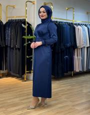 818 göğüs detay saten elbise laci 2