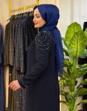 45690 omuz ve boyun siyah taşlı saks mavisi 2