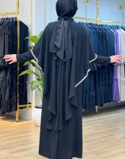 8225 üst kısa pelerin taşlı elbise siyah 2