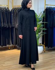 8135 firuze dantel ferace siyah 2