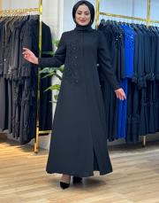 8135 firuze dantel ferace siyah 4