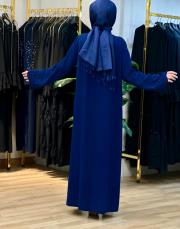 7216 oyma dökme taşlı ikili abaya lacivert 2