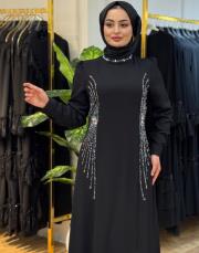 18100 melek elbise yanm dökme taş siyah 2