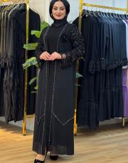 7203 uzun ceket abiye takım siyah 2