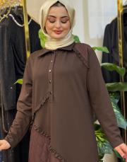 309 kapitone oysho elbise kahve 2