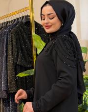 6340 omuz taşlı boyun detay ferace siyah 2