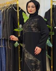 7402 taşlı elbise siyah 2