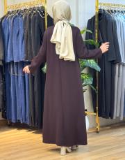 7402 taşlı elbise kahve 3