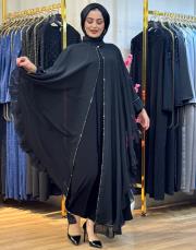 8233 hanne elde taş işleme pelerin iç elbise dahil değildir siyah 2