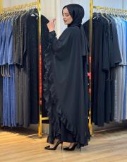 8233 hanne elde taş işleme pelerin iç elbise dahil değildir siyah 3