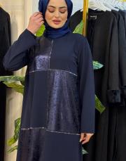 7408 krep taşlı elbise laci