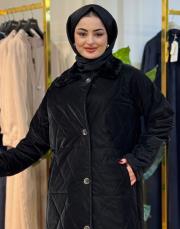 lake kürklü kapitone mont 4015 siyah 3