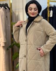 lake kürklü kapitone mont 4015 bej