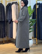 lake kürklü kapitone mont 4015 gri 2