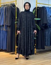 8243 dantel şifon pelerin siyah