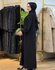 7500 krep taşlı elbise siyah 3