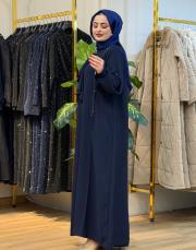 7500 krep taşlı elbise lacivert 3