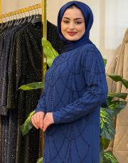 dökme taşlı abiye elbise ındigo 2