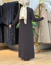 dökme taşlı abiye elbise kahve 3