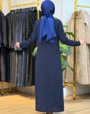 dökme taşlı abiye elbise lacivert 3