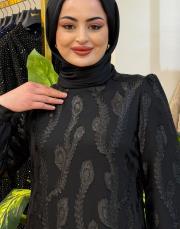 1206  organze  dantel elbise siyah 2