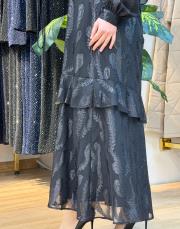 1206  organze  dantel elbise siyah 4