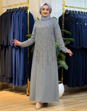 7522 dökme taş elbise gri 2