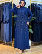 7522 dökme taş elbise ındigo 2