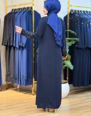 7522 dökme taş elbise lacivert 3