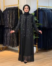 7528 şifon ikili abaya siyah