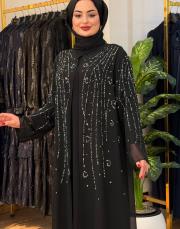 7528 şifon ikili abaya siyah 2